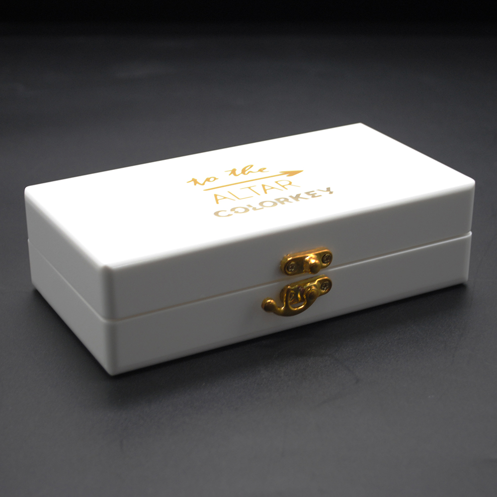 White acrylic box with lock