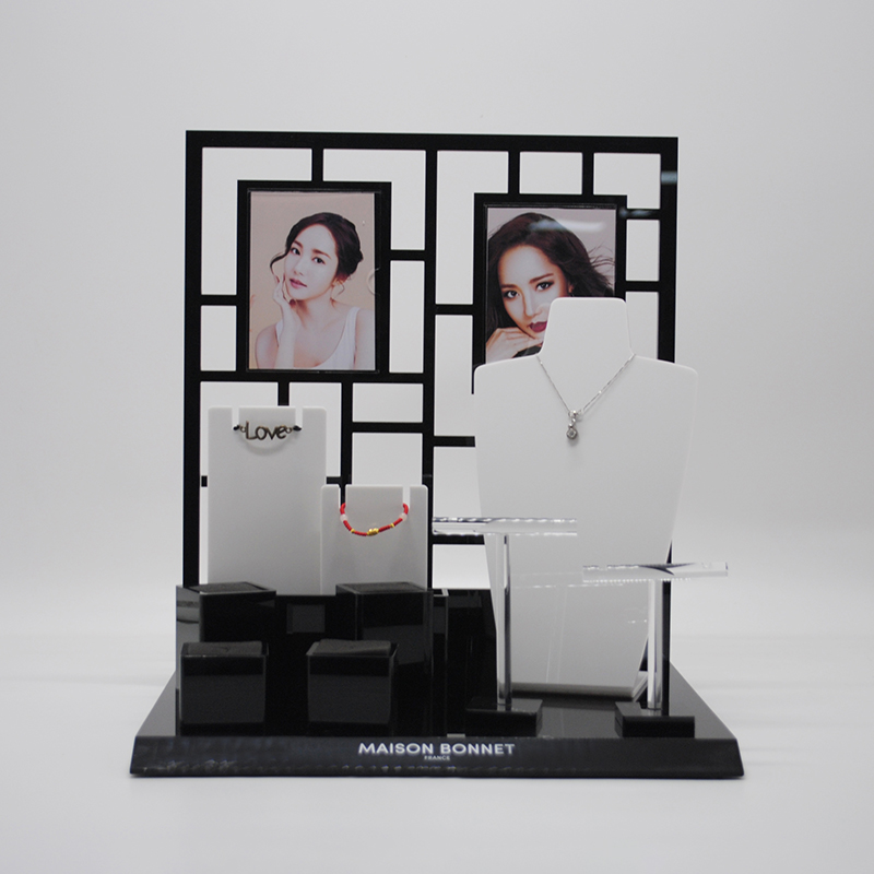 Black acrylic jewelry display stand