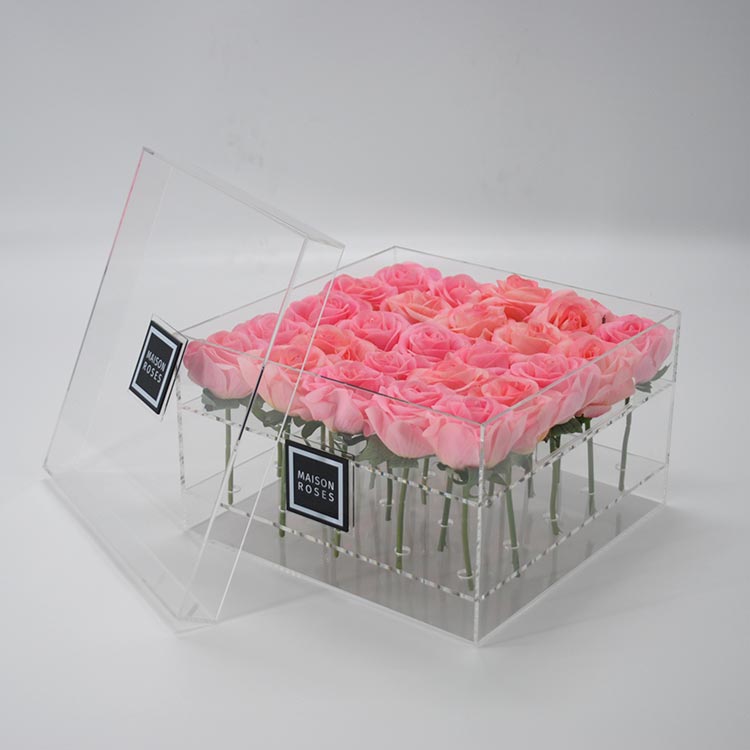 16 holes acrylic rose flower box water holder flower pot wedding flower gift box
