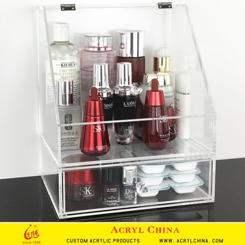 Clear Acrylic Makeup Organizer with Lid