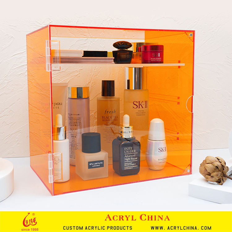 Orange Clear Acrylic Makeup Organizer