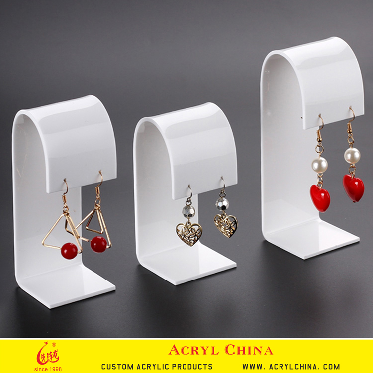 White acrylic earring holder jewelry display