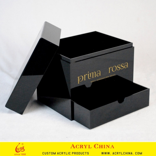 Black acrylic luxury rose box with makeup drawer