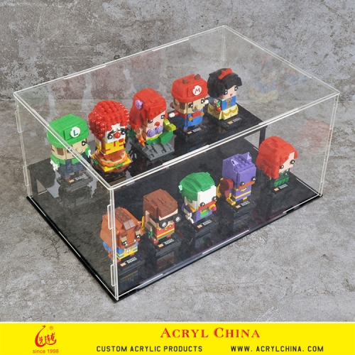 Lego Toy Display Boxes Clear Acrylic Doll Boxes with Black Base