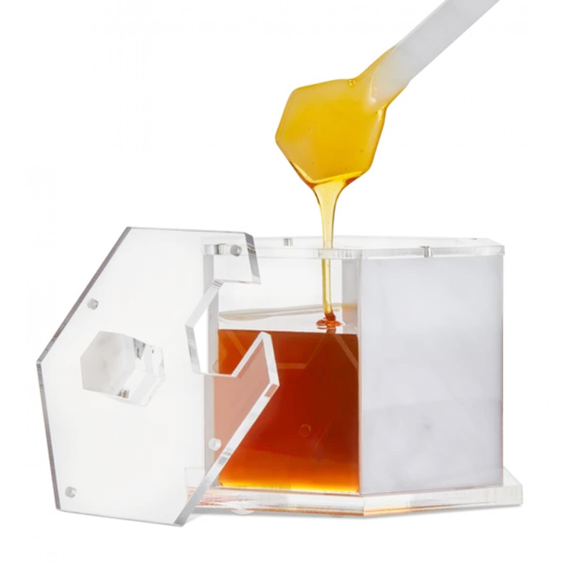 Hexagon Lucite Honey Dish