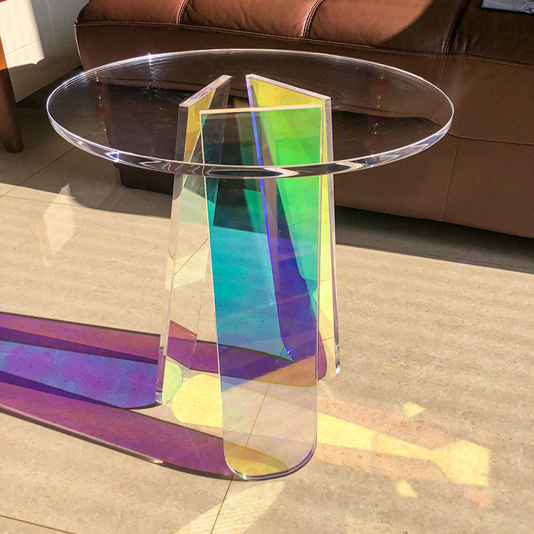 Round Colorful Newest Low Price Iridescent Acrylic Rainbow Table